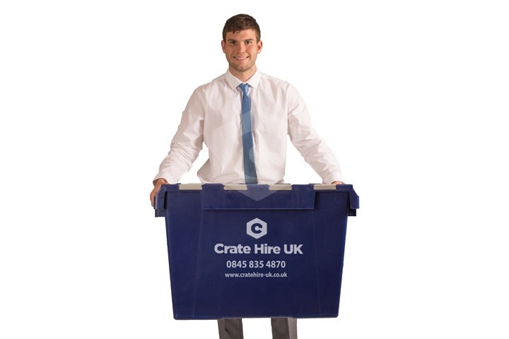 guy holding plastic crate